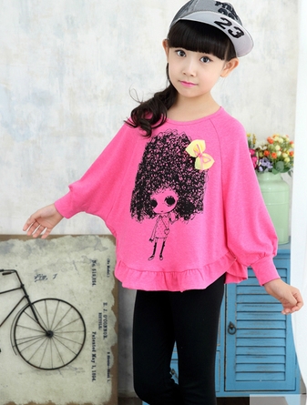 Детски есенен комплект за момичета от две части в сиво, розово.