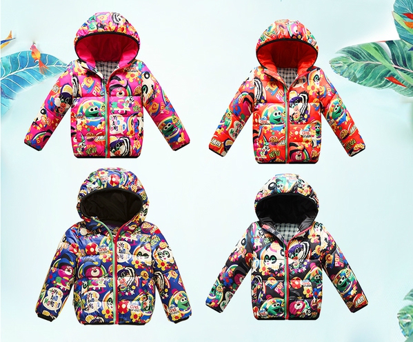 Детско яке от гъши пух в различни цветове и мотиви
