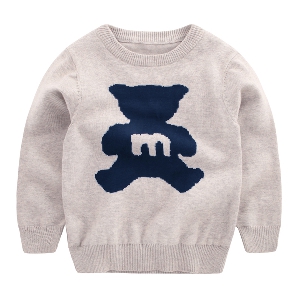 Παιδικό φθνοπωρινό πουλόβερ σε τρία χρώματα με μια αρκούδα