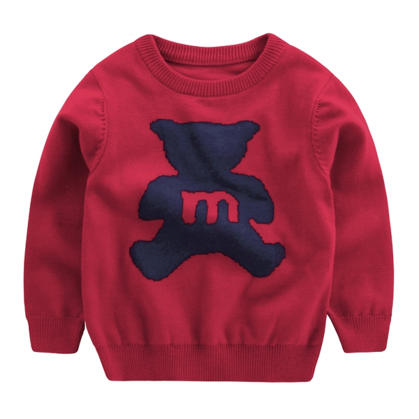 Παιδικό φθνοπωρινό πουλόβερ σε τρία χρώματα με μια αρκούδα
