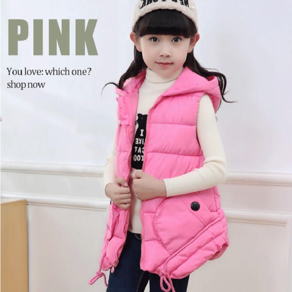 Детски дълги елеци за момичета в черен,розов,червен,жълт и лилав цвят.