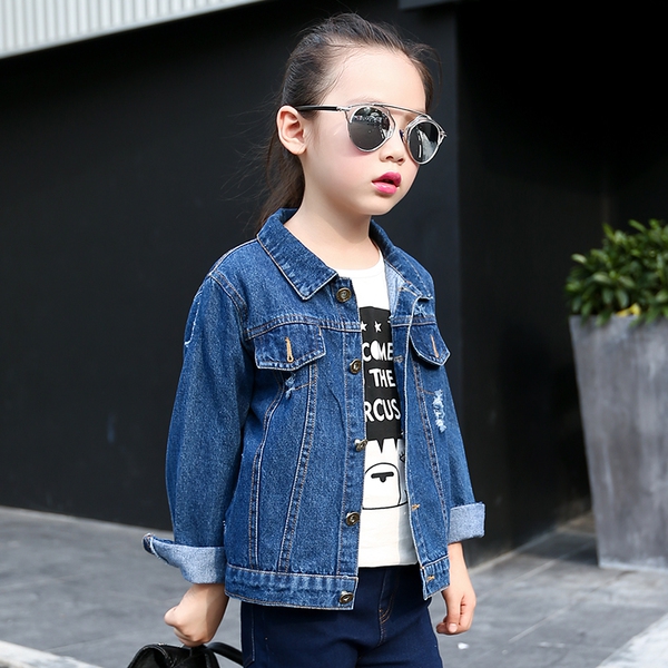 Denim baby μπουφάν για τα κορίτσια σε 2 μοντέλα - με αστέρια ή καθαρό σχέδιο