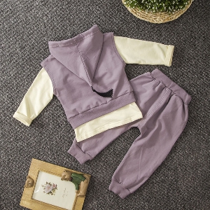 Детски комплект от панталон, блуза и суичър с качулка.