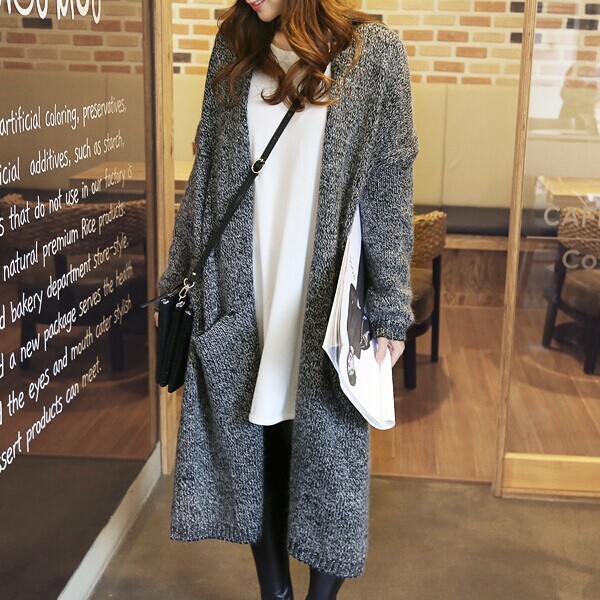 Дълга стилна жилетка с ръкав тип прилеп