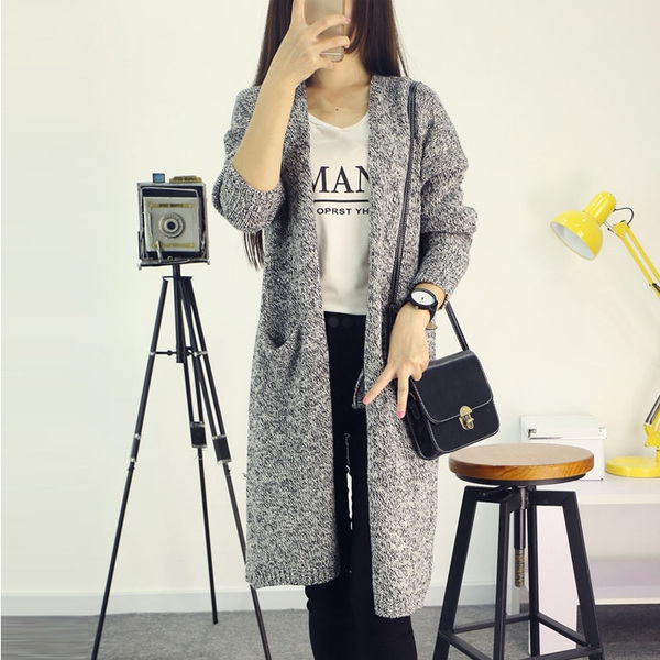 Дълга стилна жилетка с ръкав тип прилеп