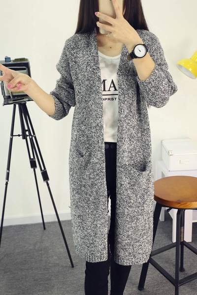 Дълга стилна жилетка с ръкав тип прилеп