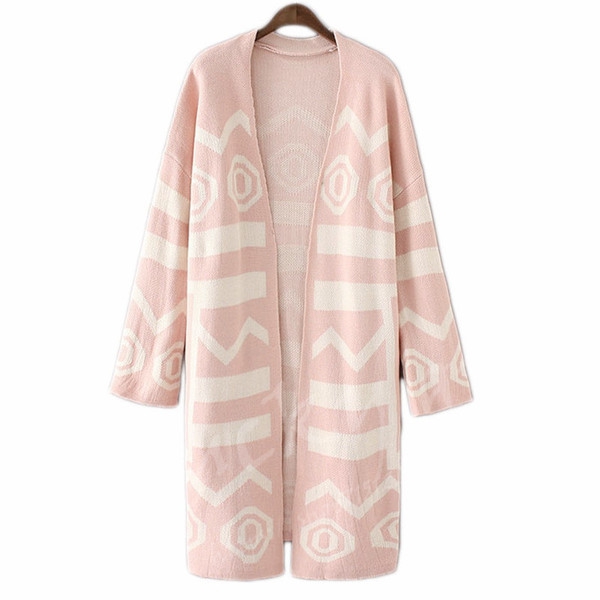 Πολύ κομψή ζακέτα με εθνοτικές μοτίβο σε μαύρο και ροζ