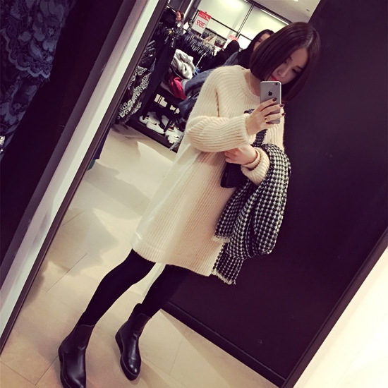 Зимен широк пуловер - Сив Лилав Бежов цвят.