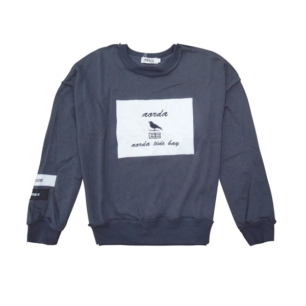 Дамски спортен пуловер в черно и сиво