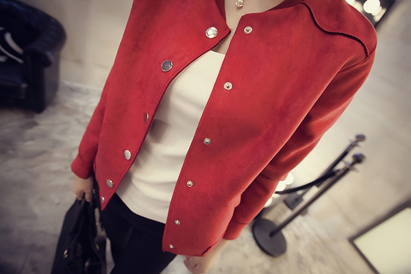 Σύντομη κομψό σουέτ σακάκι Slim