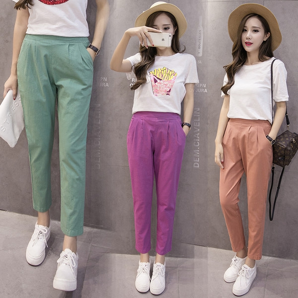 Дамски ежедневни панталони тип шалвар с висока талия 