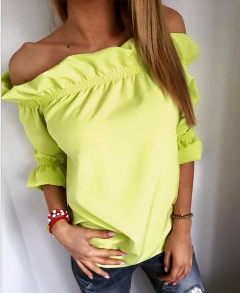 Μπλούζες με 3/4 μανίκια με πτώση ώμους σε χρώματα νέον