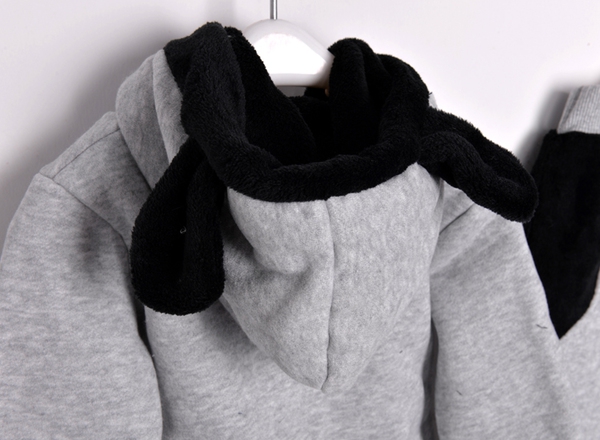 Χειμερινό σετ για κορίτσια και αγόρια σε γκρι χρώμα με κουκούλα.