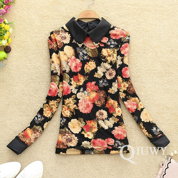 Дамски есенни ризи с флорални мотиви шест различни модела.