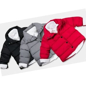 Зимни памучни якета за момичета и момчета - Сив, Черен, Червен цвят.