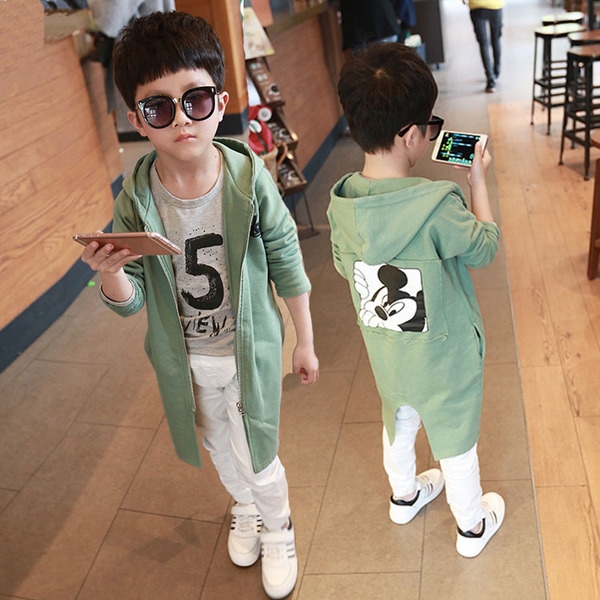 Дълги пролетно-есенни суичъри за момичета и момчета - Розов, Сив, Зелен цвят.