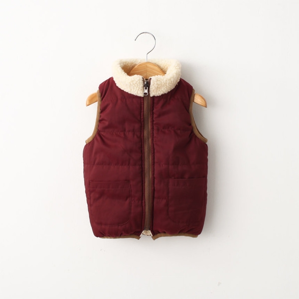 Детски ватиран елек за момичета с две лица.