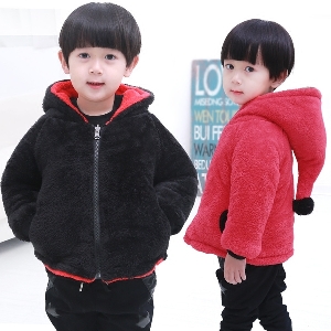 Παιδικό χειμωνιάτικο  μπουφάνμε κόκκινο, μαύρο και σκούρο μπλε χρώμα με κουκούλα
