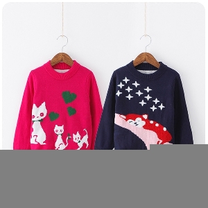 Παιδικά φθινόπωρο-χειμωνιάτικα πουλόβερ για τα κορίτσια - δύο μοντέλα, δύο χρώματα.