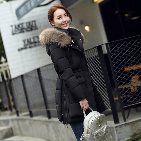 Вталено зимно палто с качулка - Черен, Червен, Зелен, Син цвят. 