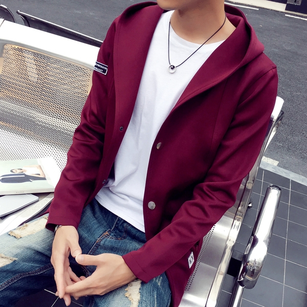 Мъжки пролетни  и есенни якета с качулка - Сиви, Черни, Сини, Червени  