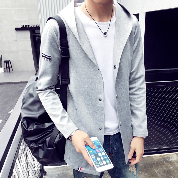 Мъжки пролетни  и есенни якета с качулка - Сиви, Черни, Сини, Червени  