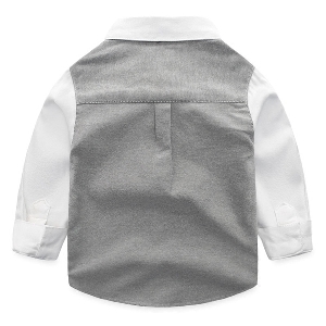 Детска риза за момчета с дълъг ръкав в сив и тъмносин цвят