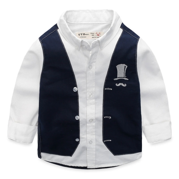 Παιδικό πουκάμισο για αγόρια με μακριά μανίκια σε γκρι και σκούρο μπλε χρώμα