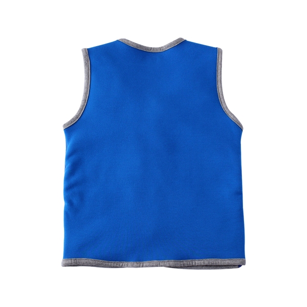 Детски елеци с пухени джобове в син, червен и оранжев цвят