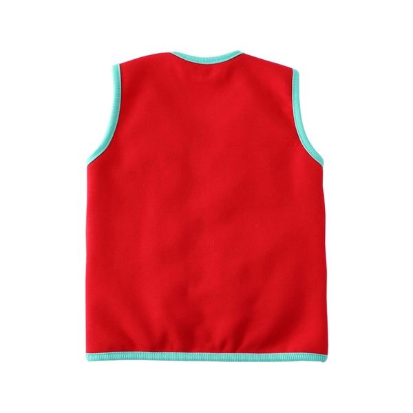 Детски елеци с пухени джобове в син, червен и оранжев цвят