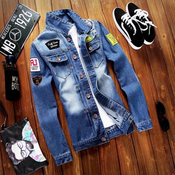 Светлосини, Тъмносини и Черни дънкови якета за мъже пролетни, зимни и есенни 