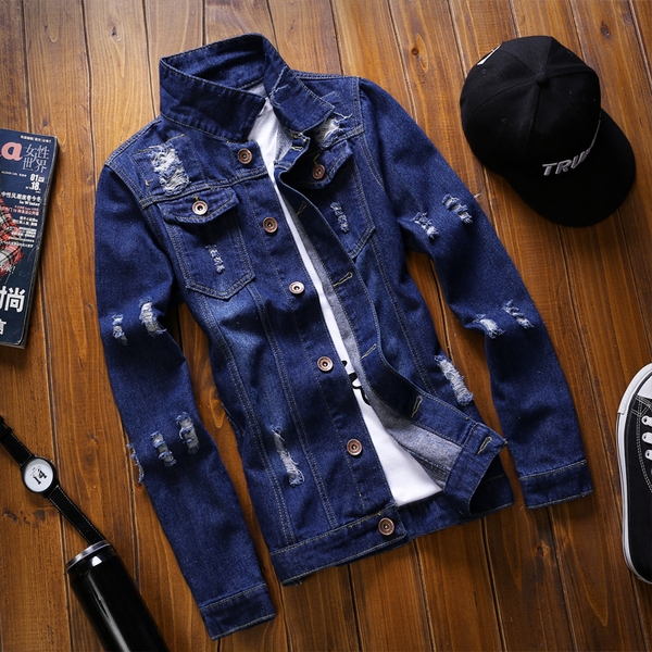 Светлосини, Тъмносини и Черни дънкови якета за мъже пролетни, зимни и есенни 