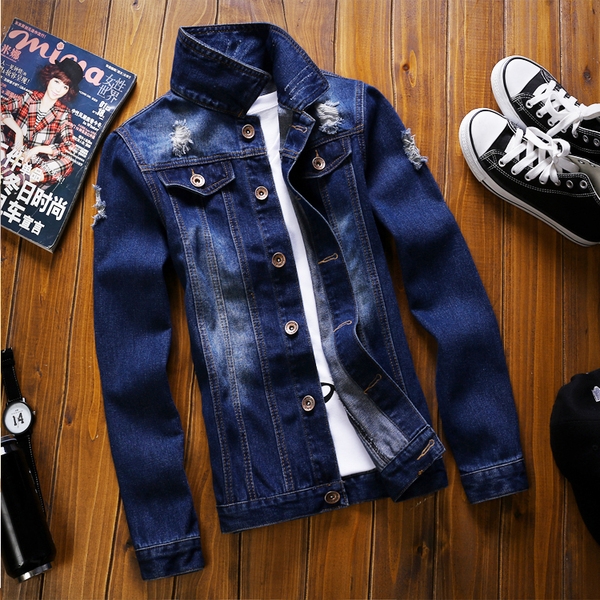 Светлосини, Тъмносини и Черни дънкови якета за мъже пролетни, зимни и есенни 