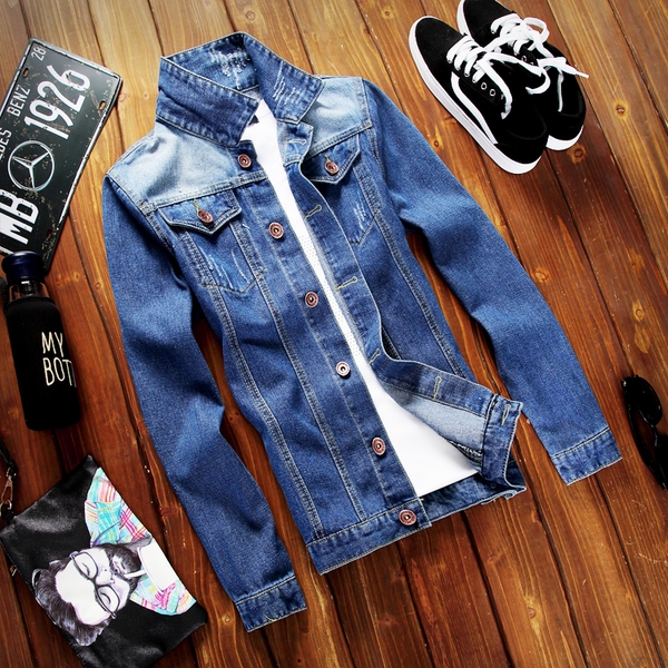 Светлосини, Тъмносини и Черни дънкови якета за мъже пролетни, зимни и есенни 