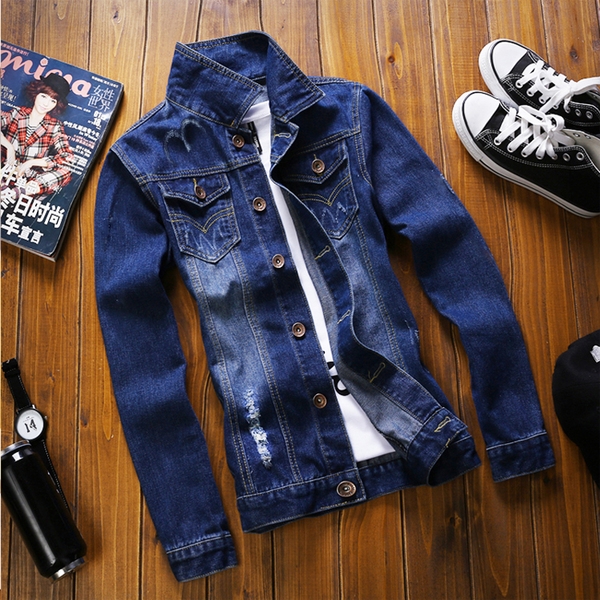 Светлосини, Тъмносини и Черни дънкови якета за мъже пролетни, зимни и есенни 