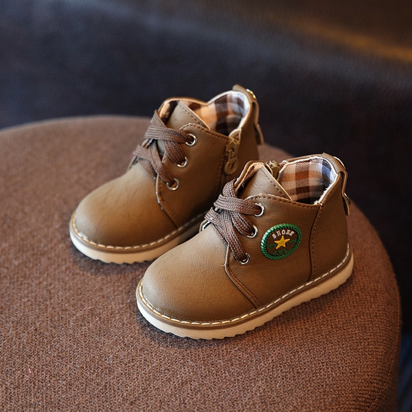 Зимни детски обувки в три цвята за момчета и момичета- Червен Кафяв Оранжев цвят. 