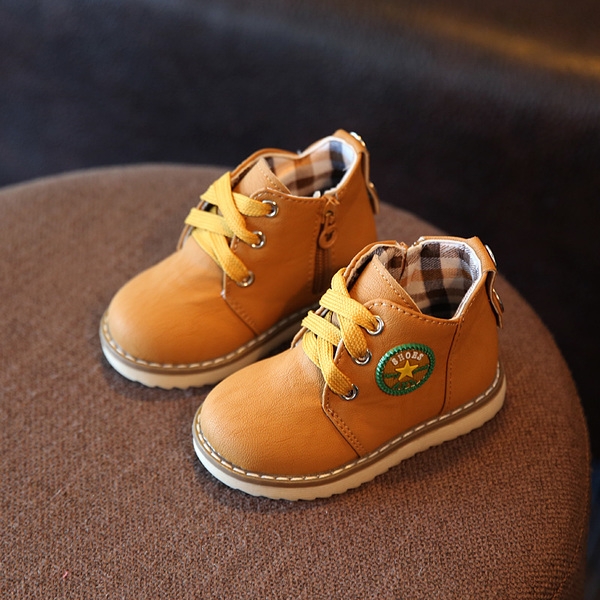 Зимни детски обувки в три цвята за момчета и момичета- Червен Кафяв Оранжев цвят. 