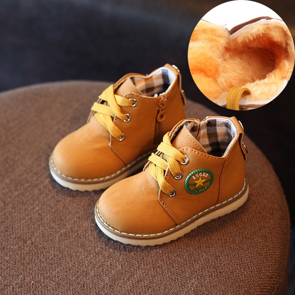 Зимни детски обувки в три цвята за момчета и момичета- Червен Кафяв Оранжев цвят. 