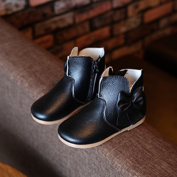 Ботуши с панделка за момичета - Червен Черен Розов цвят. 