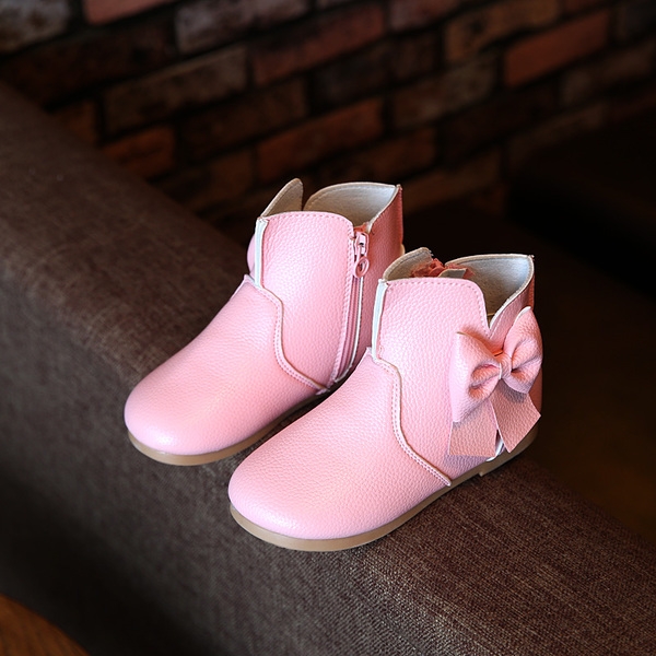 Ботуши с панделка за момичета - Червен Черен Розов цвят. 