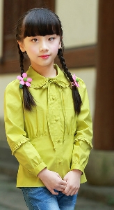 Детска риза за момичета в пет цвята - Оранжев Жълт Бял Лилав Зелен.