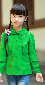 Детска риза за момичета в пет цвята - Оранжев Жълт Бял Лилав Зелен.