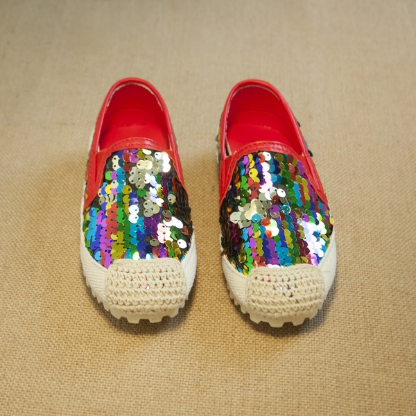 Детски есенни еспадрили за момичета с пайети. 