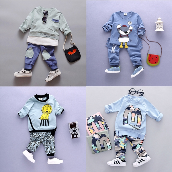 Бебешки комплекти от две части блузка и панталони за момчета и момичета-13 модела.