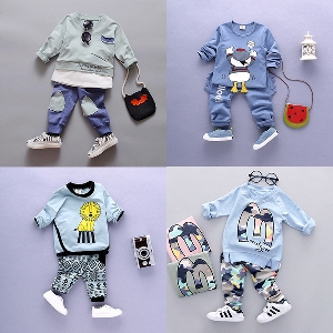 Бебешки комплекти от две части блузка и панталони за момчета и момичета-13 модела.