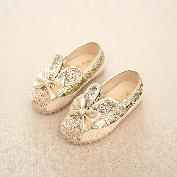 Детски обувки за момичета с панделка и заешки ушички. 