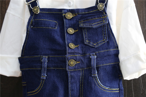 Детски есенен дънков гащеризон за момичета.