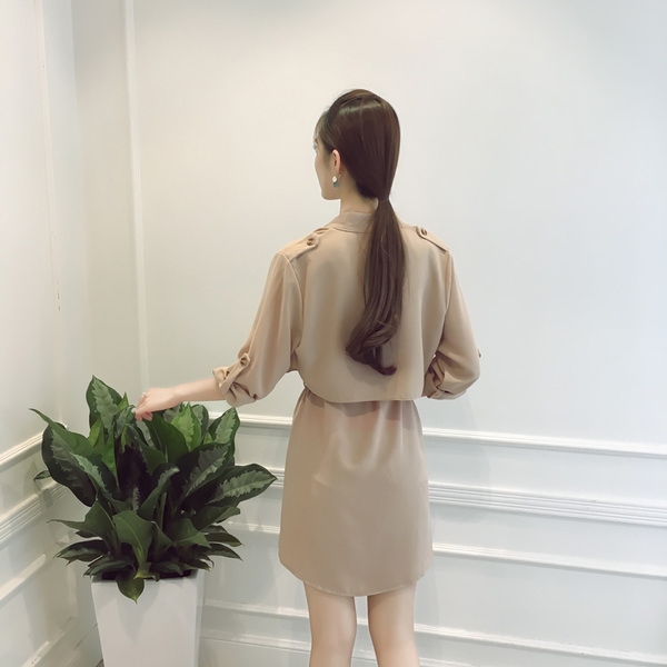 Шифонена дамска рокля с колан тип широка