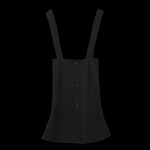 Комплект от дамска черна рокля с тиранти и сива блуза
