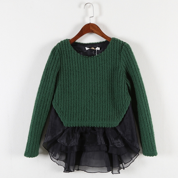 Дамска модерна плетена блуза в два цвята 